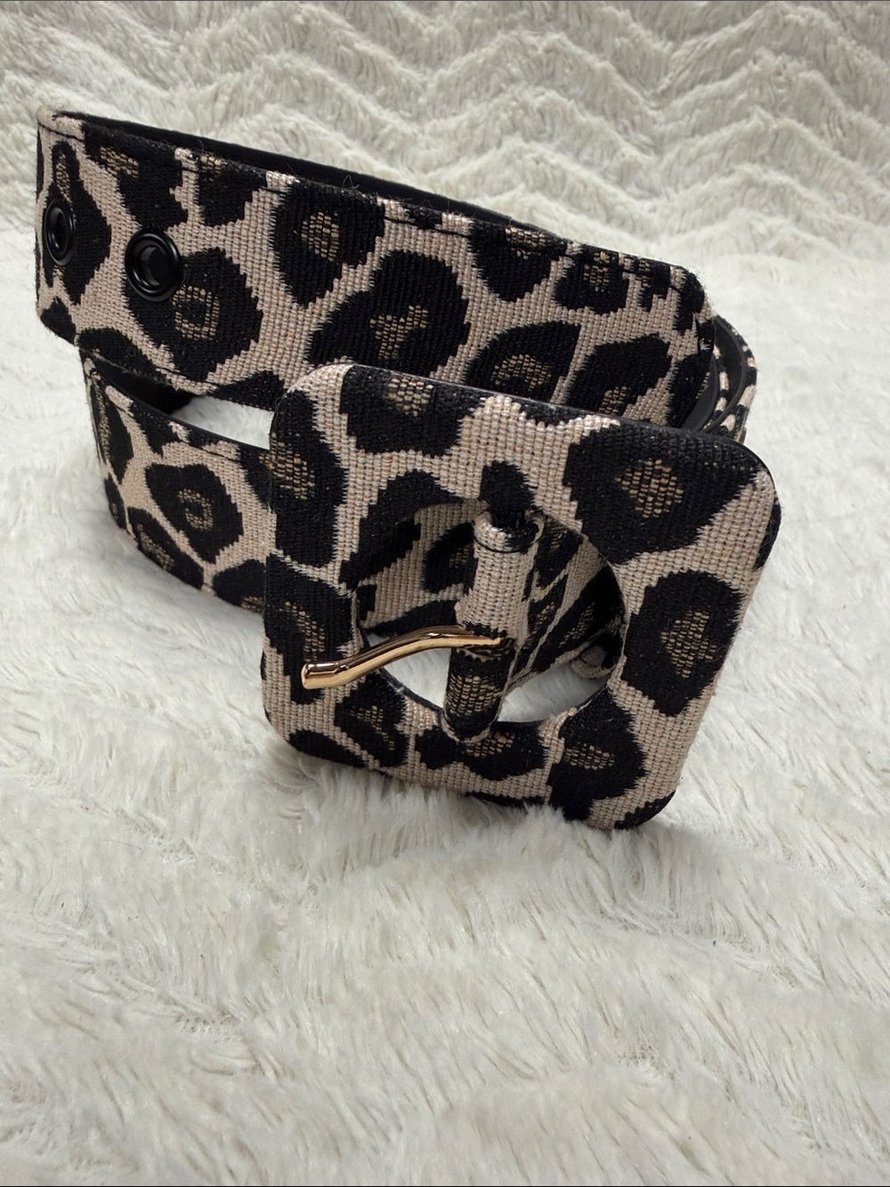 LIKE NEW! RACHEL ZOE Wide Leopard Print Belt, Fabric Covered Buckle S/P